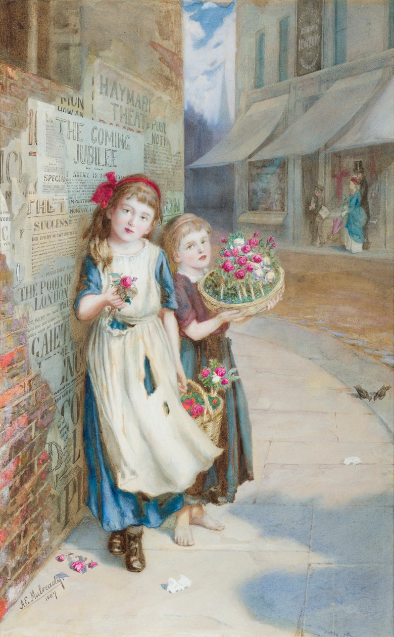 Små blomstersælgere af Augustus Edward Mulready