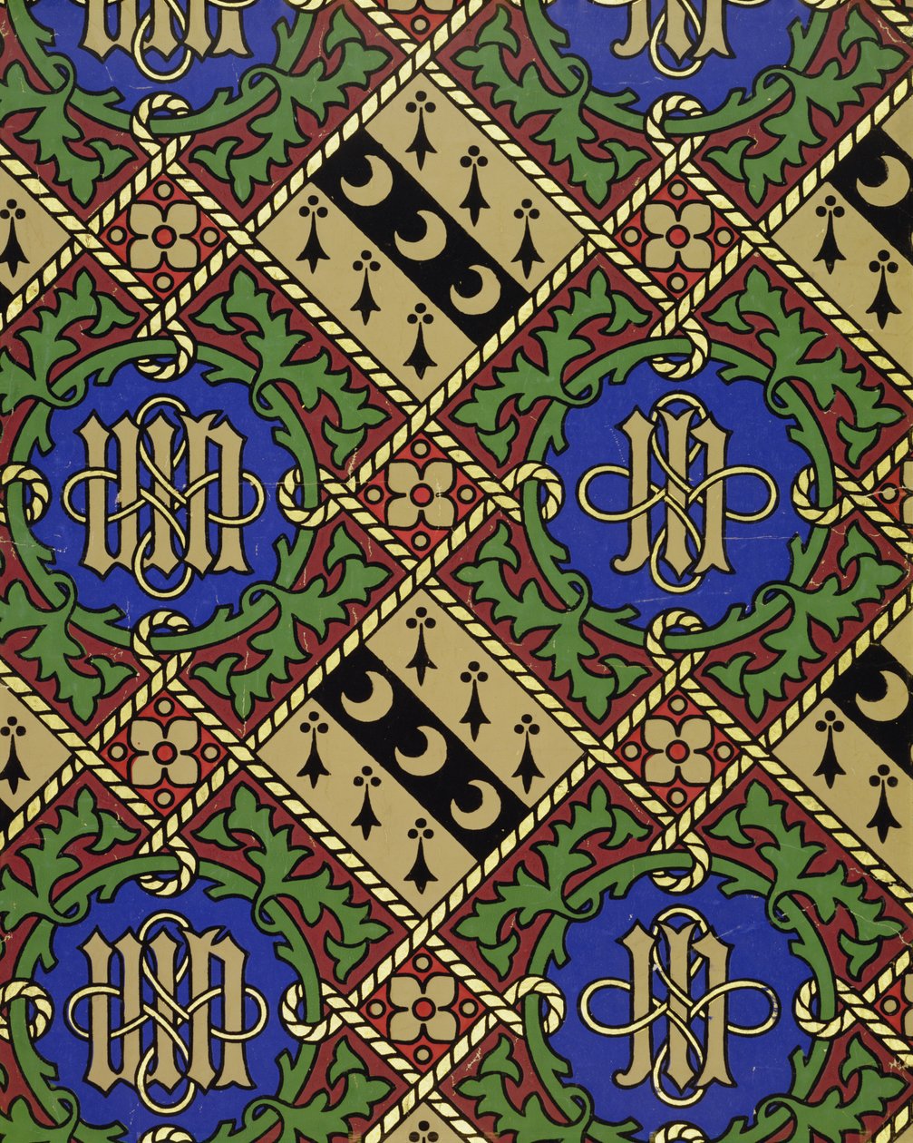 Diamant print kirkeligt tapet design af Augustus Welby Northmore Pugin