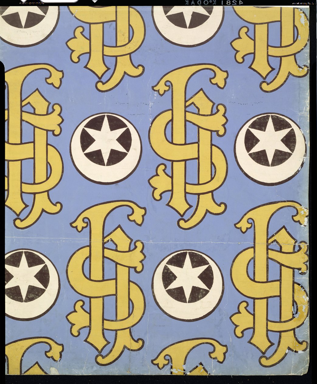 Stjerne og nøgle kirkeligt tapet design af Augustus Welby Northmore Pugin