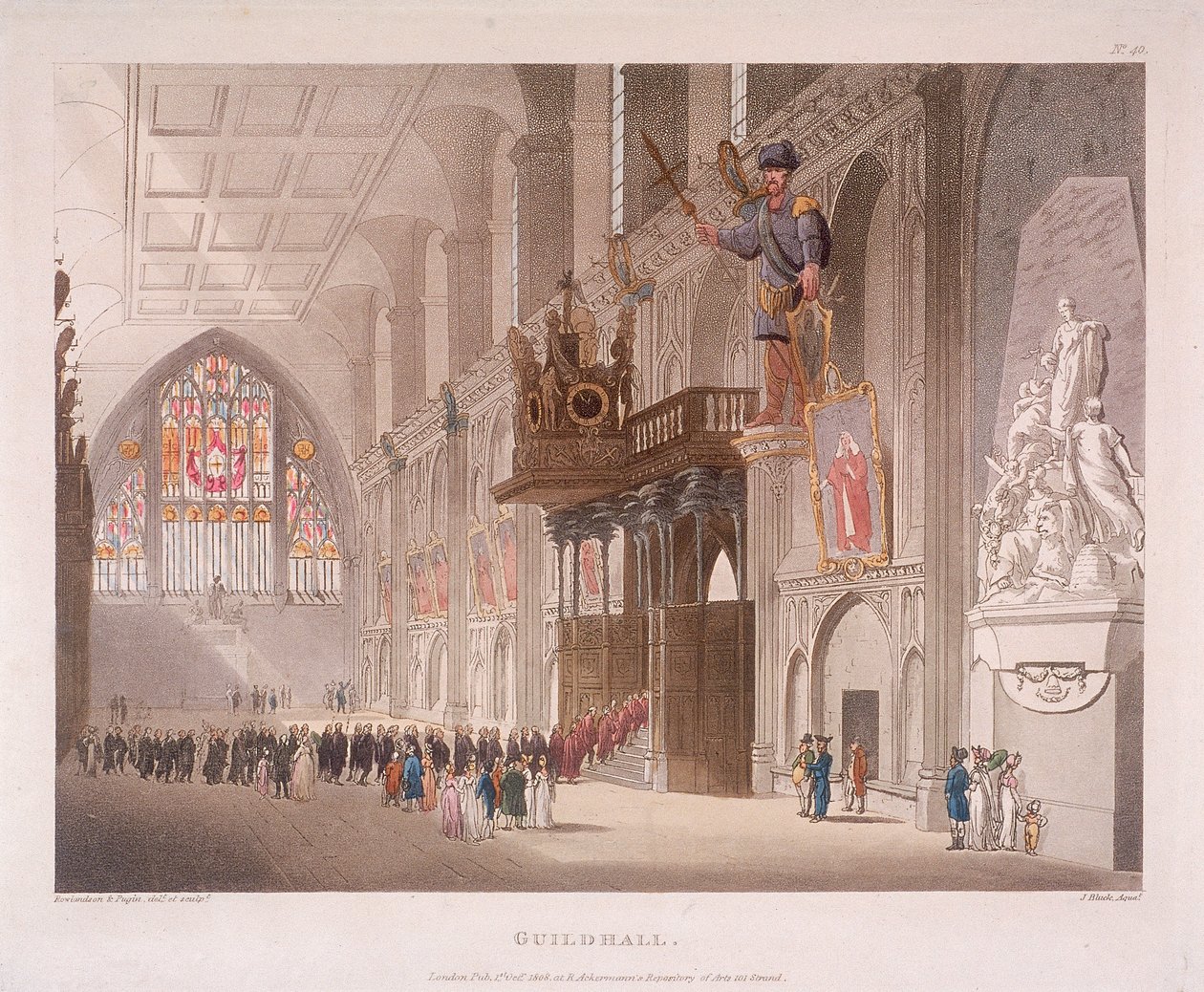 Guildhall, London, 1808 af Augustus Charles Pugin, Thomas Rowlandson