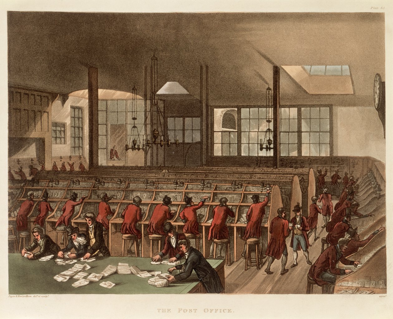Postkontoret, c1808 af Augustus Charles Pugin, Thomas Rowlandson