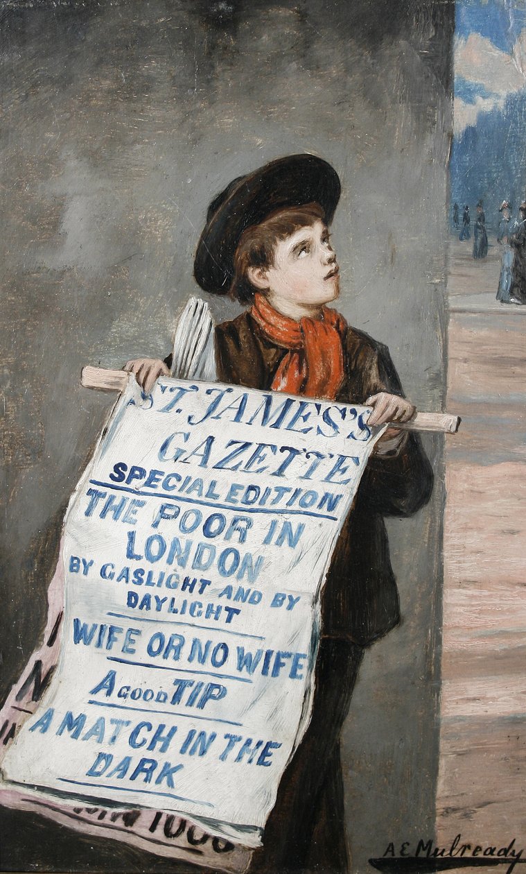 En avisdreng fra London af Augustus Edwin Mulready
