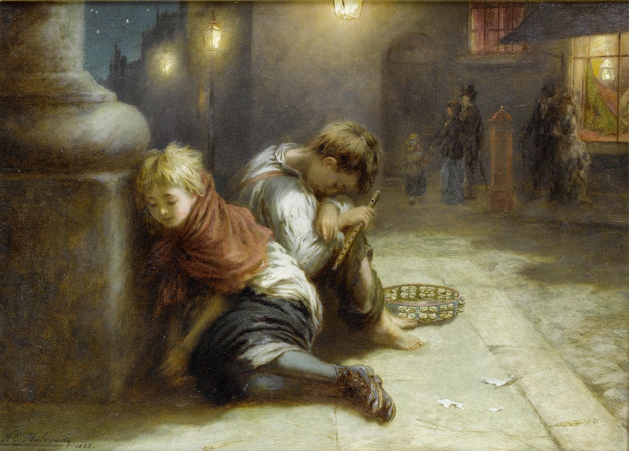 Fatigued Minstrels af Augustus Edwin Mulready
