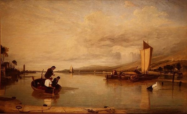 Dead Calm: Både ud for Cowes Castle af Augustus Wall Callcott