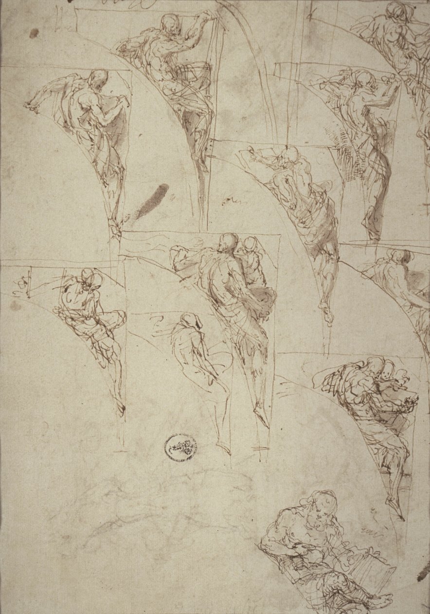 Studier for Profeter i Spandrels af Aurelio Luini