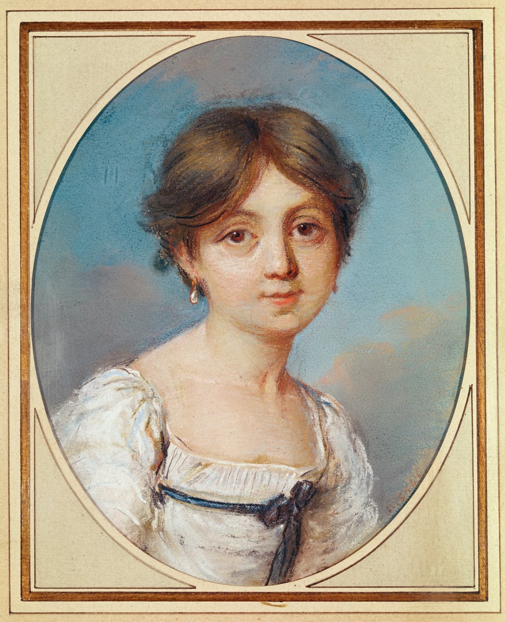 Amandine Aurore Lucile Dupin (1804-76) som et barn, ca. 1809 (pastel på papir) af Aurore Dupin de Francueil