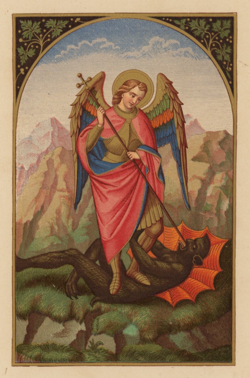 Michael, Ærkeengel (chromolitho) af Austrian School