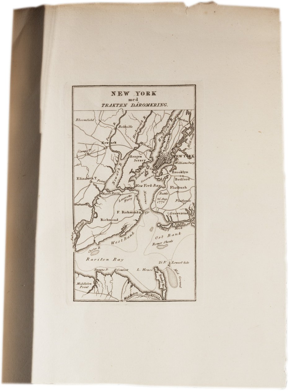 Kort over New York, fra et atlas over USA, 1824 af Axel Leonhard Klinckowström