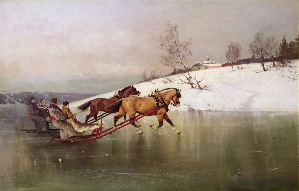 A Race (olie på lærred) af Axel Hjalmar Ender