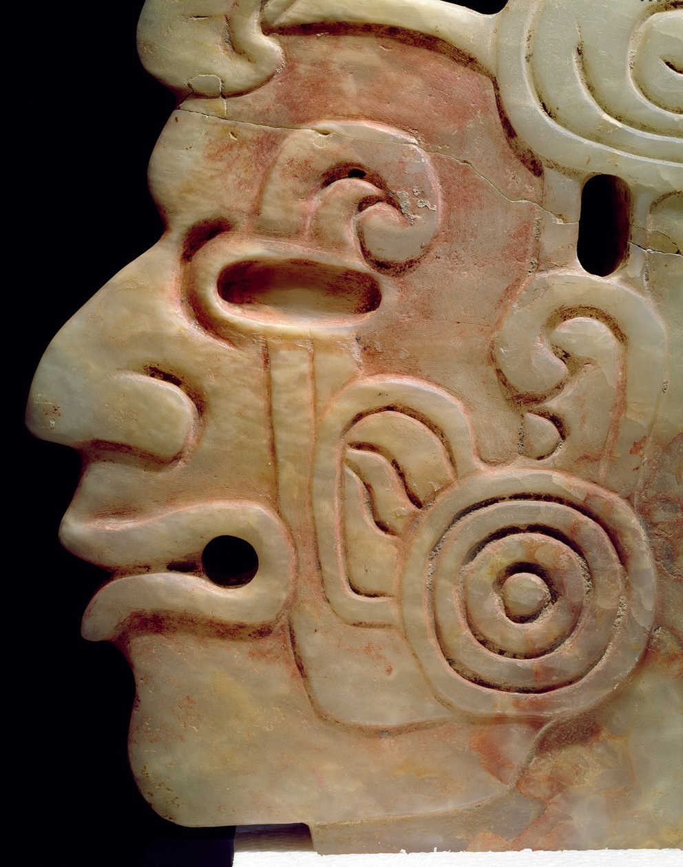 Profil af en mand med øreringe (polykrom onyx) af Aztec