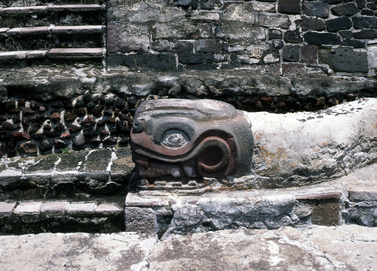 Snake on Templo Mayor, Late Post Classic periode (sten og stuk) af Aztec