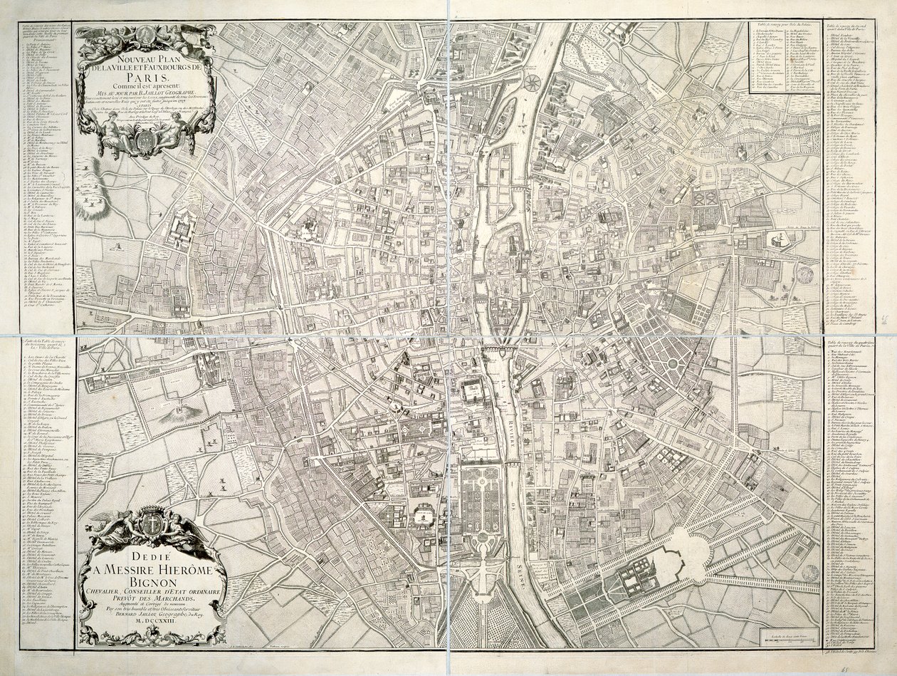 Kort over Paris, 1723 af B. Jaillot