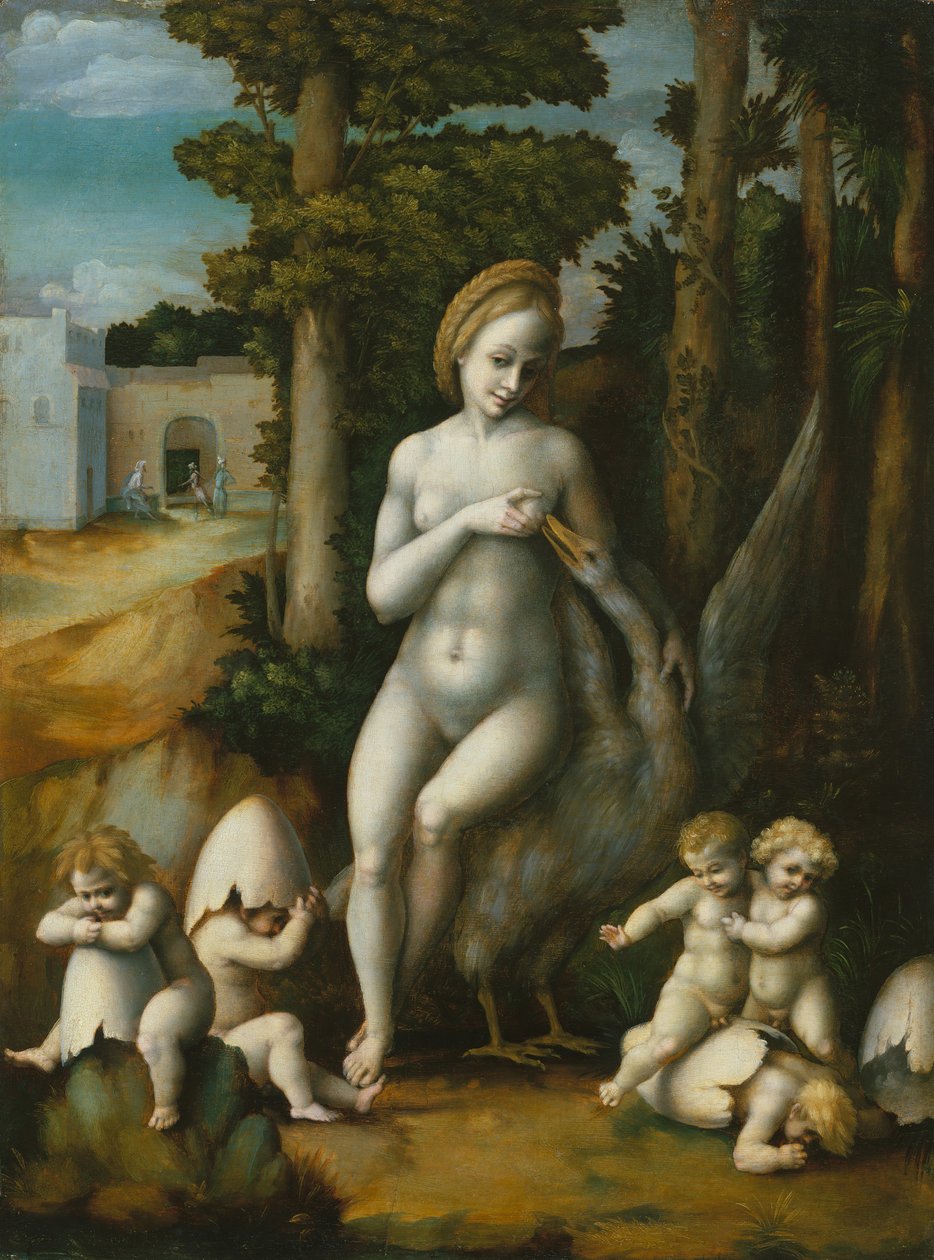 Leda og Svanen. af Bacchiacca