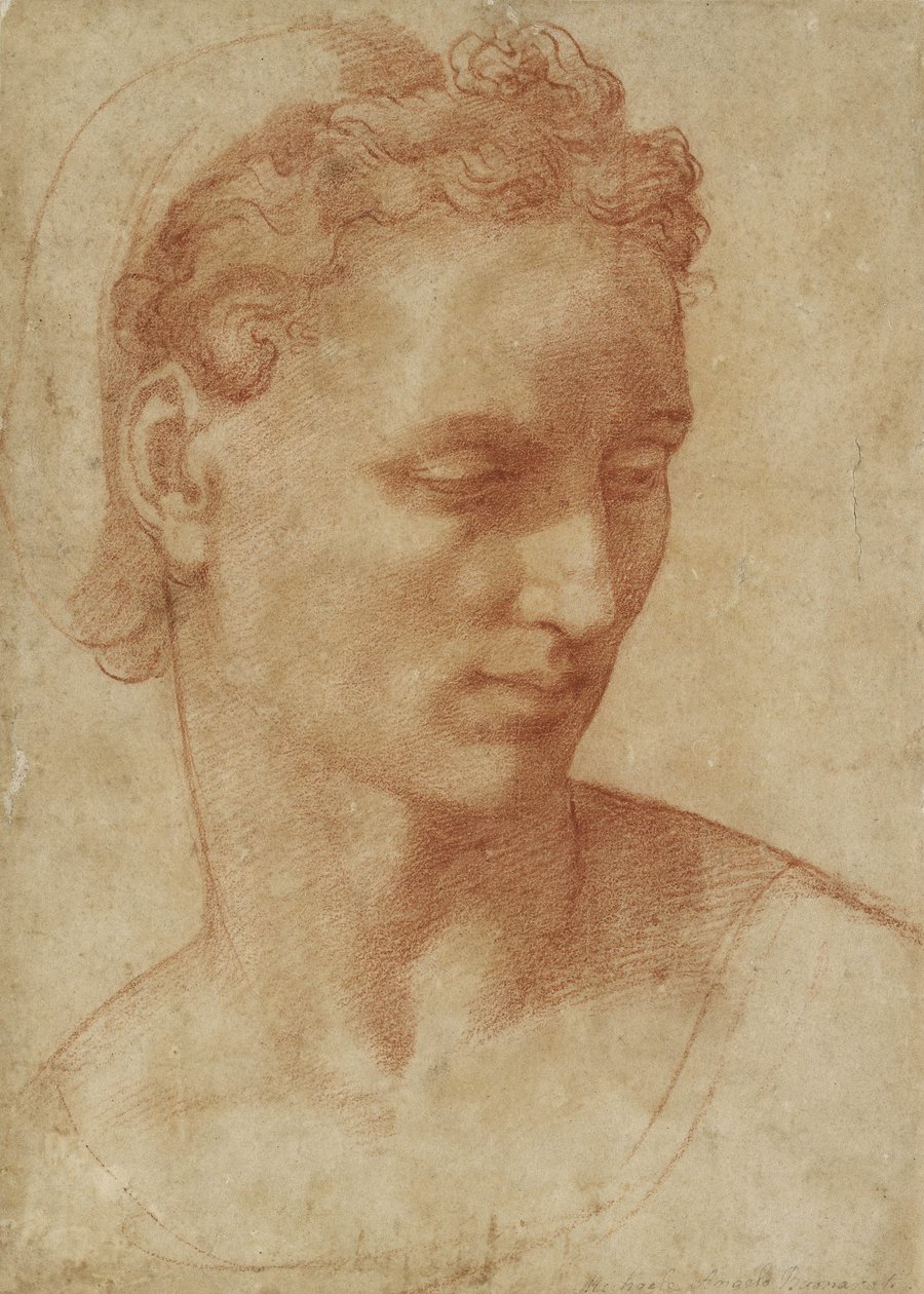 Head of a Woman (kridt på papir) af Baccio Bandinelli