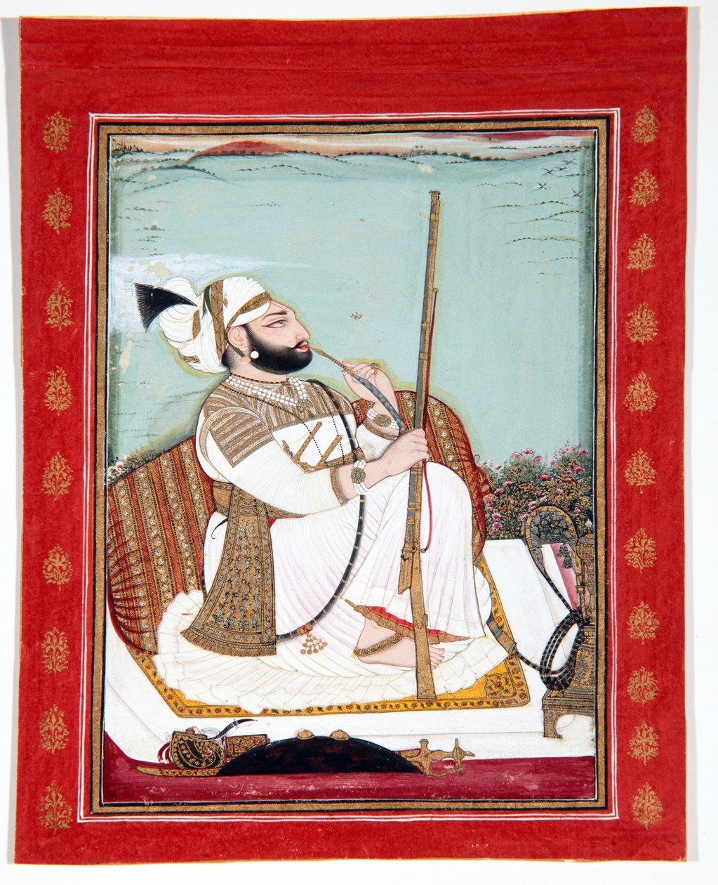 Rawat Gokul Das, 1807 (ugennemsigtigt toilet & guld på papir) af Bagta