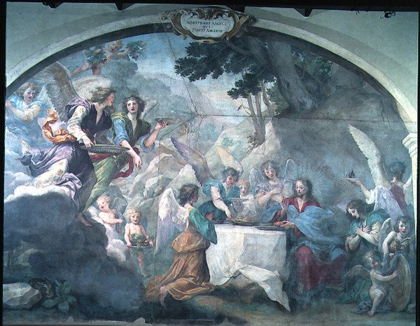 Kristus tjent af engle af Baldassare  Franceschini