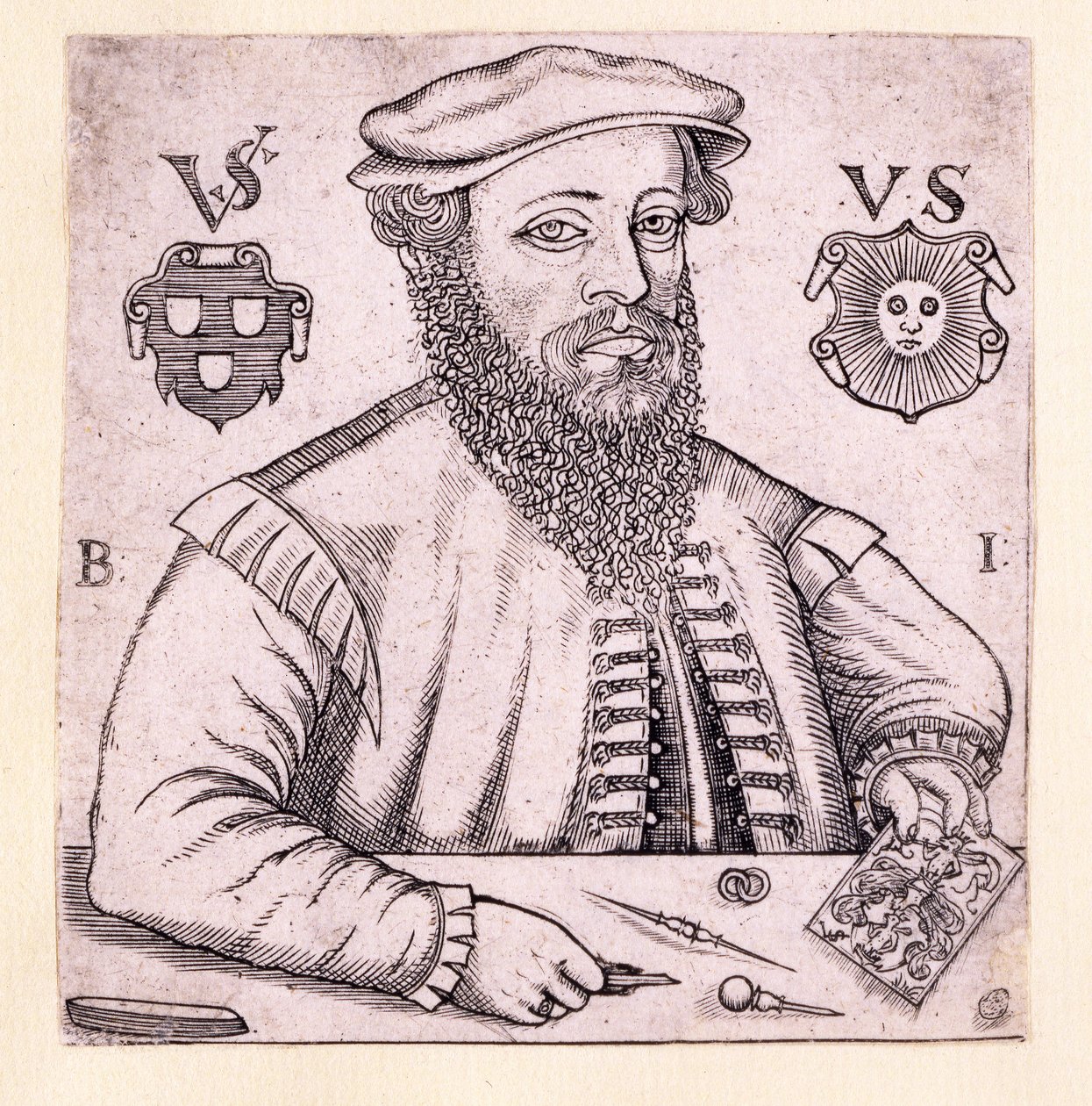 Portræt af Virgil Solis, pub. Nürnberg 1562 af Balthasar Jenichen