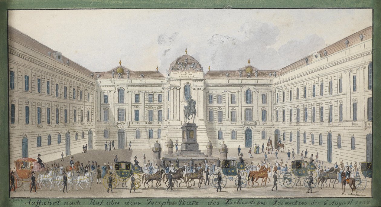 Indkørsel til Hof over Josephsplatz for den tyrkiske ambassadør den 6. august 1835 af Balthasar Wigand