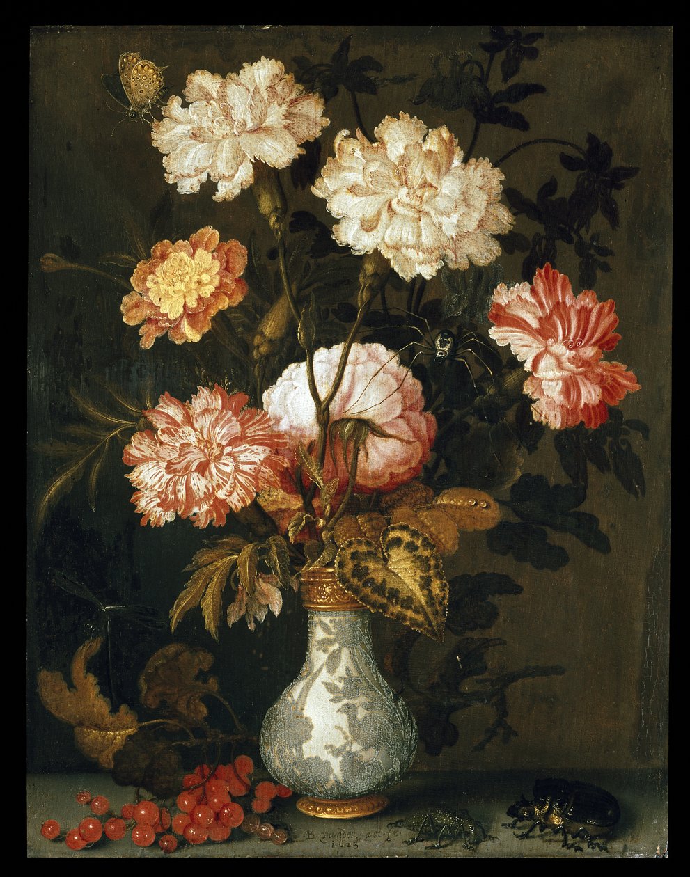 En vase med blomster af Balthasar van der Ast