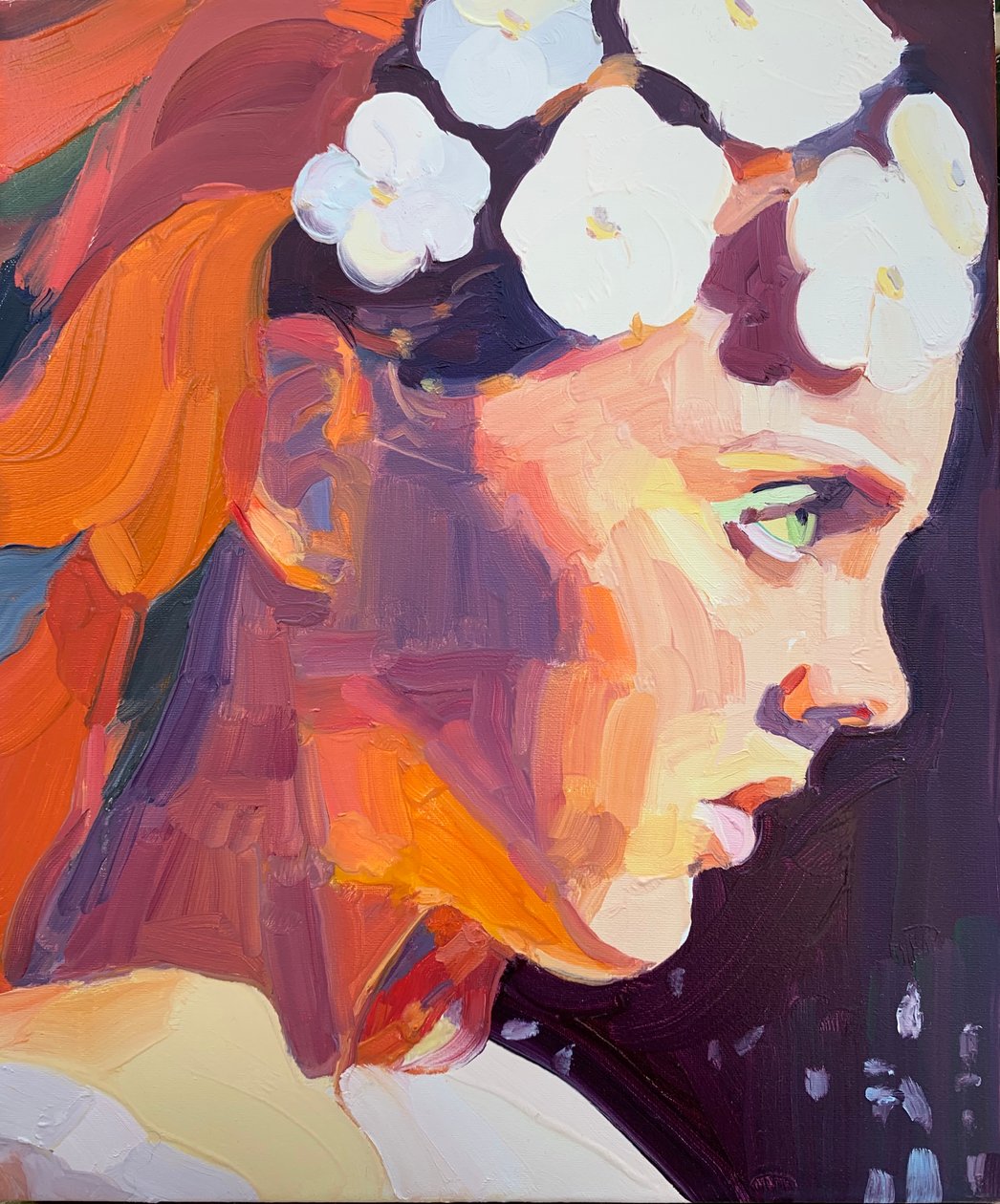 Fire, 2018 (olie på lærred) af Barbara Hoogeweegen