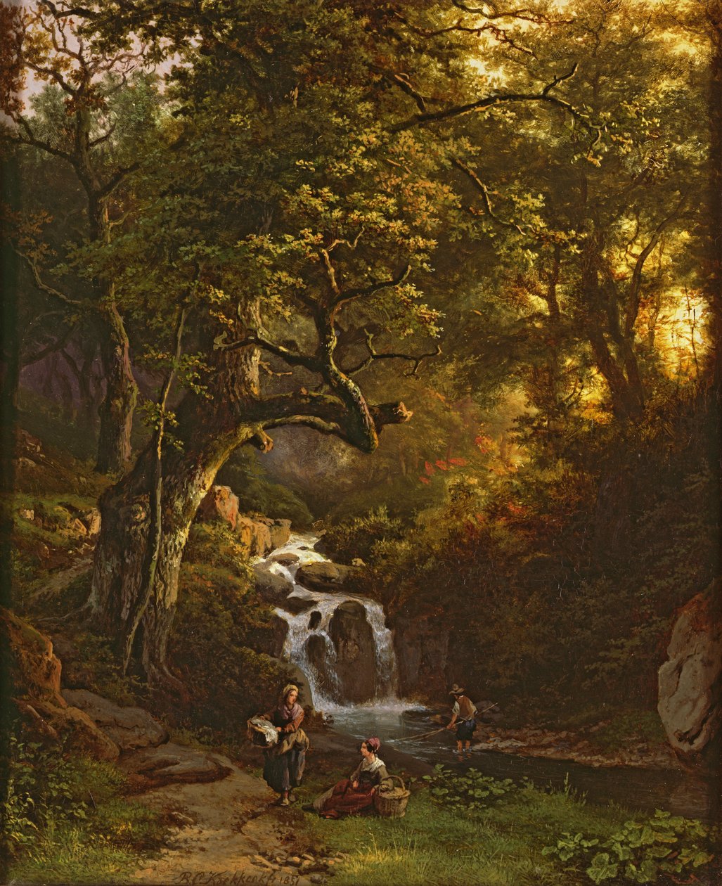 The Wooded Stream (fiskeri), 1800-tallet af Barend Cornelis Koekkoek