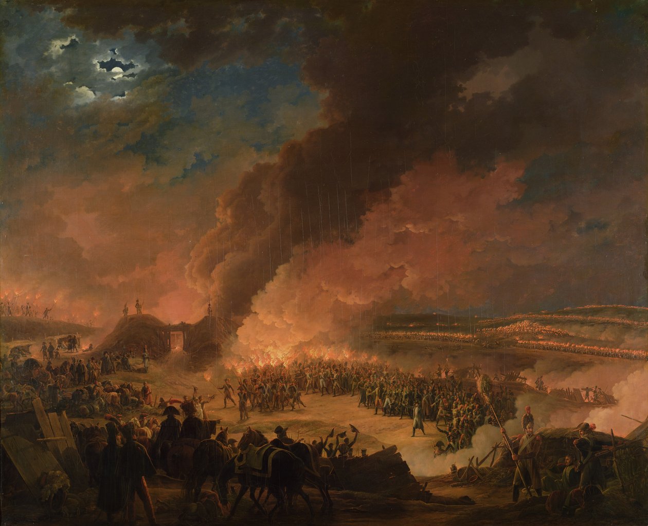 Napoleon (1769-1821) Besøger bivuakkerne aftenen før slaget ved Austerlitz, 1. december 1805 af Baron Louis Albert Bacler d