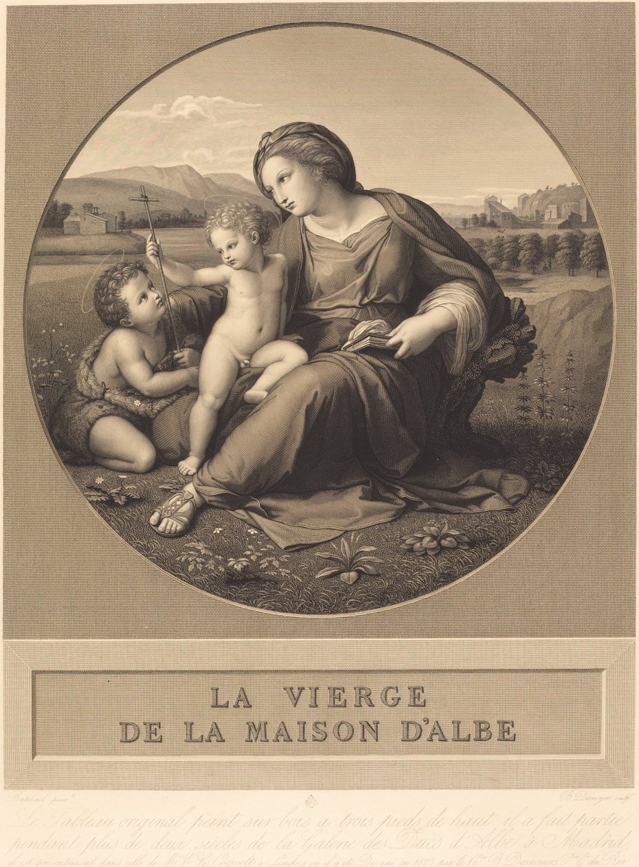Alba Madonna af Baron Auguste Gaspard Louis Desnoyers after Raphael