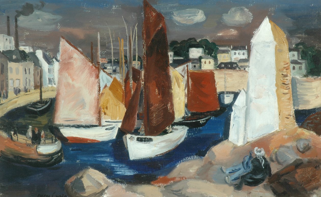 Concarneau Harbor (olie på lærred) af Barry Craig