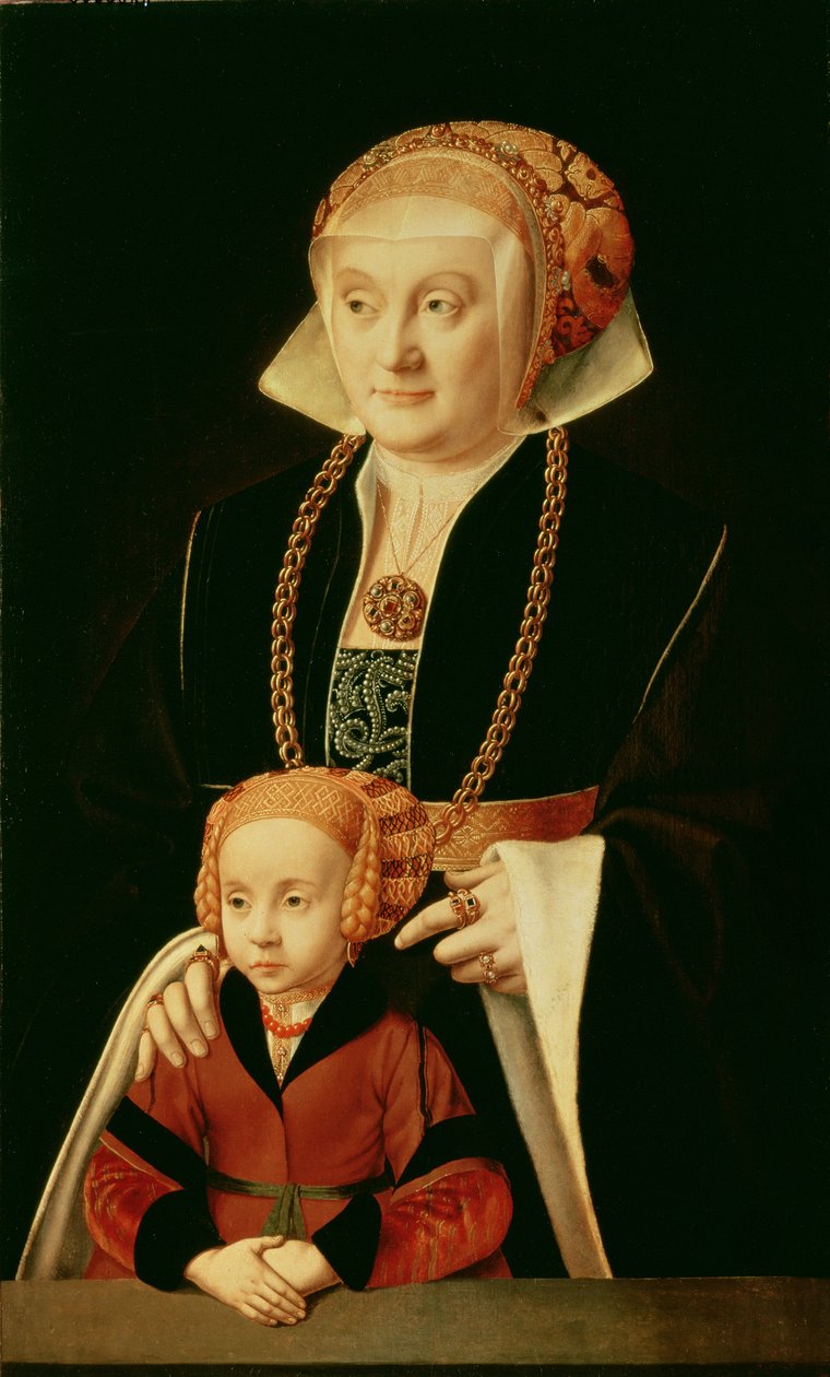 Portræt af en kvinde med sin datter af Bartholomaeus Bruyn