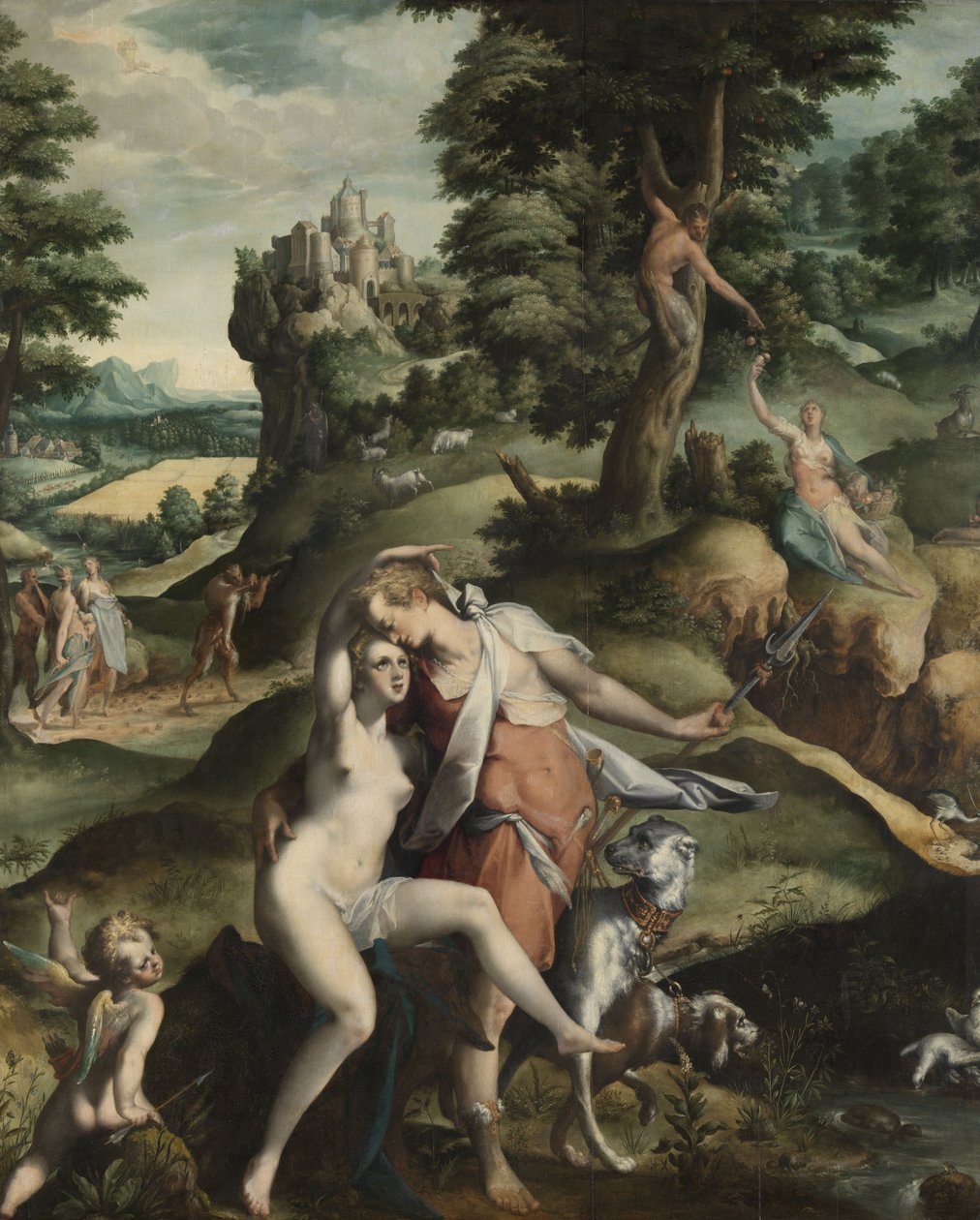 Venus og Adonis, ca. 1585-90 af Bartholomaeus Spranger