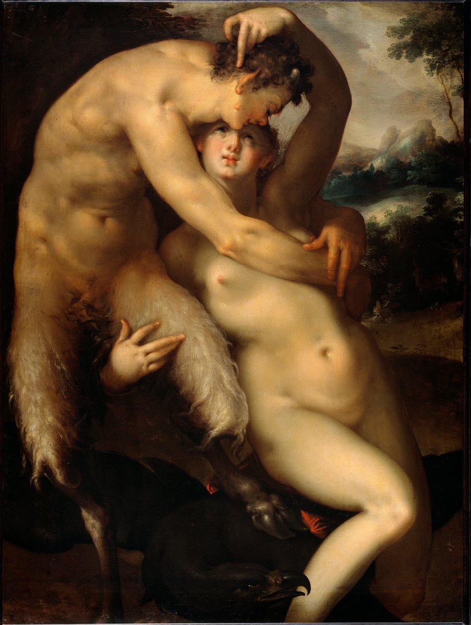 Jupiter og Antiope (maleri, ca. 1596) af Bartholomaeus Spranger