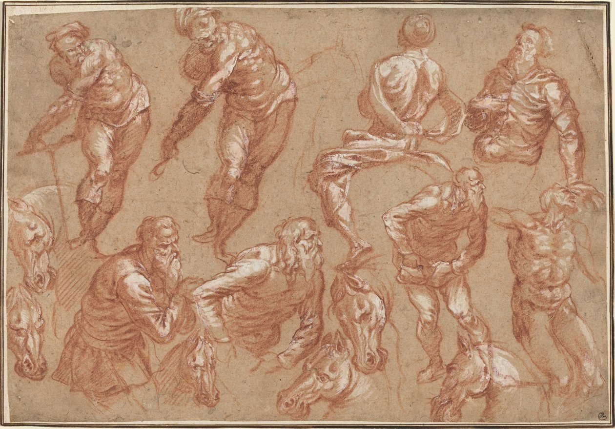 Figurstudier af Bartholomaeus Spranger after Jacopo Tintoretto