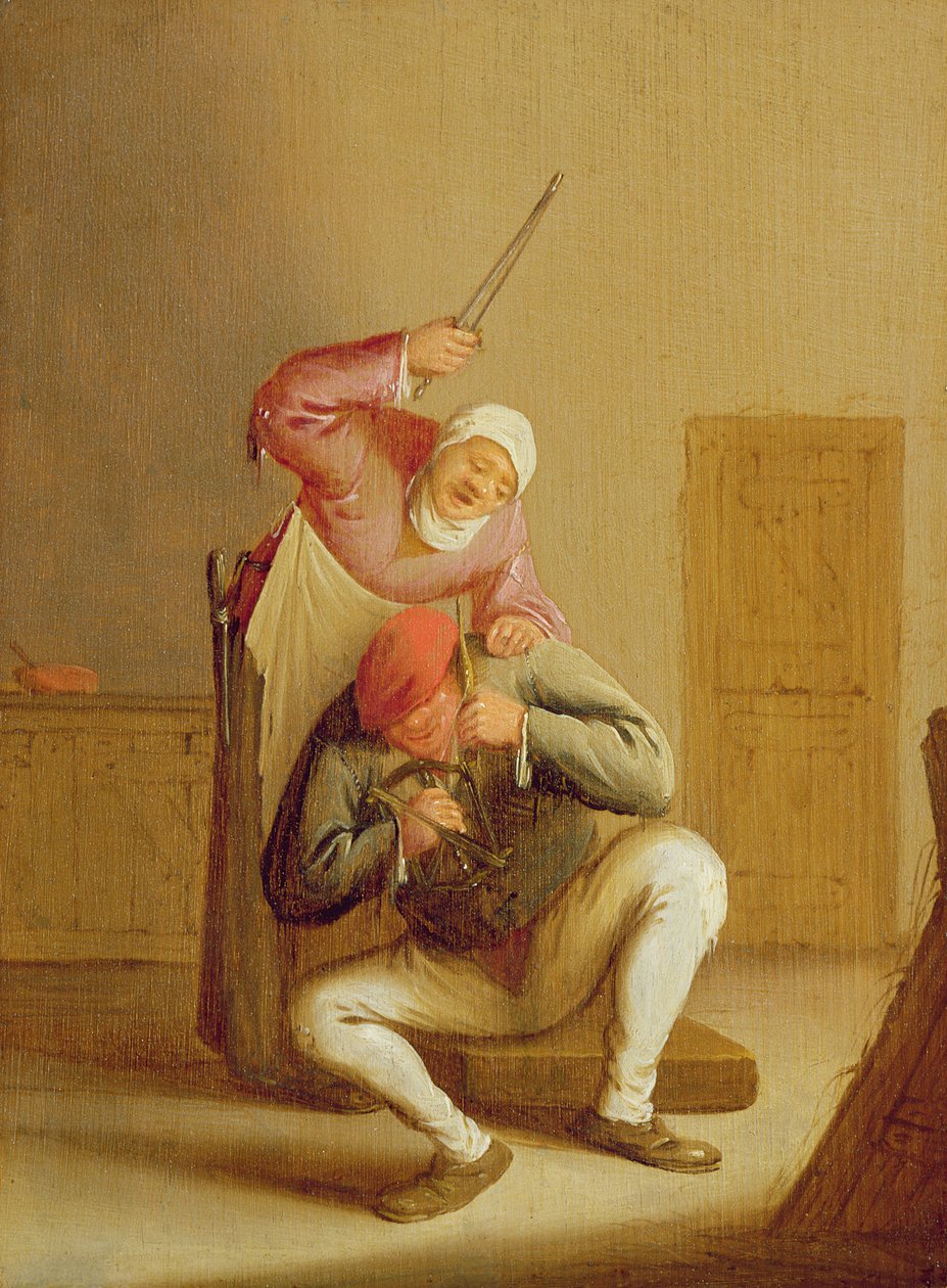 En hustru der slår sin mand af Bartholomeus Molenaer