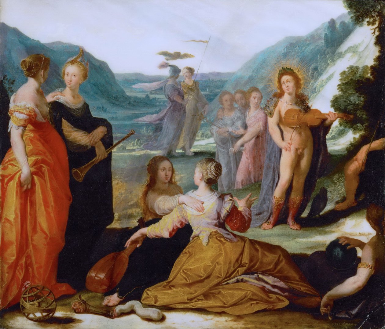 Apollon og muserne af Bartholomeus Spranger