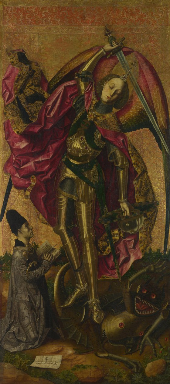 Sankt Michael sejrer over Djævelen, 1468 af Bartolomé Bermejo