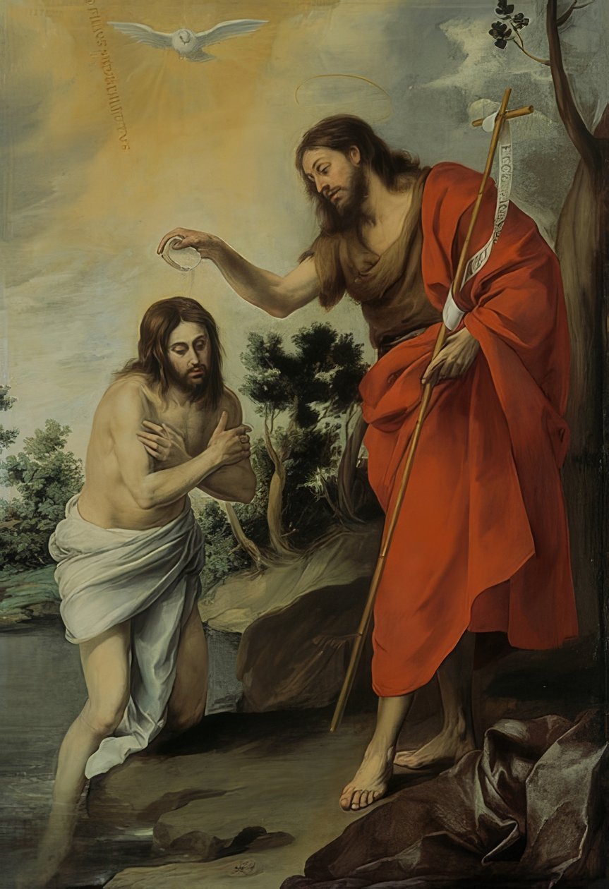 Kristi dåb. Omkring 1655 af Bartolomé Esteban Murillo