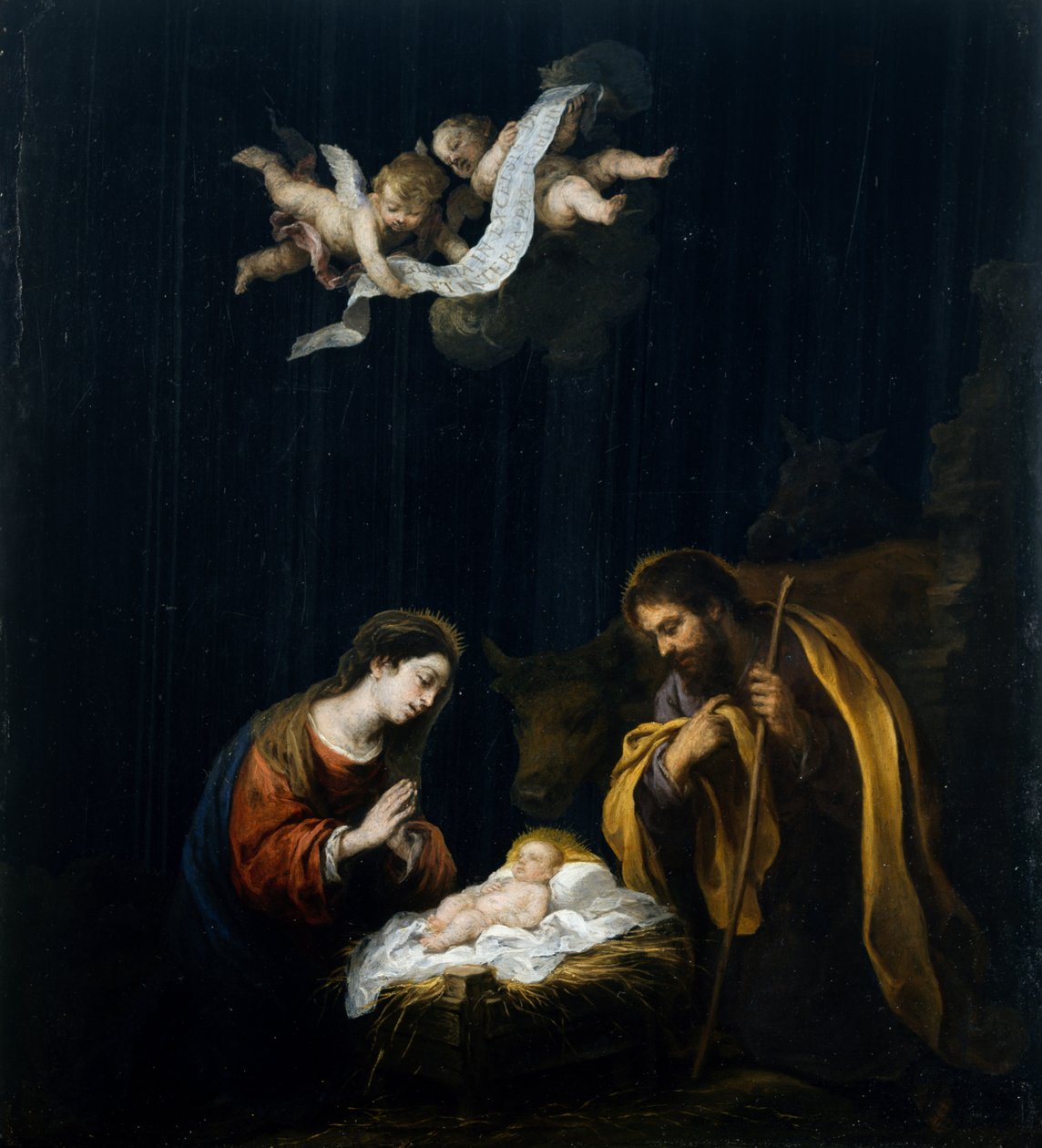 The Nativity, ca. 1665-70 (olie på obsidian) af Bartolomé Esteban Murillo