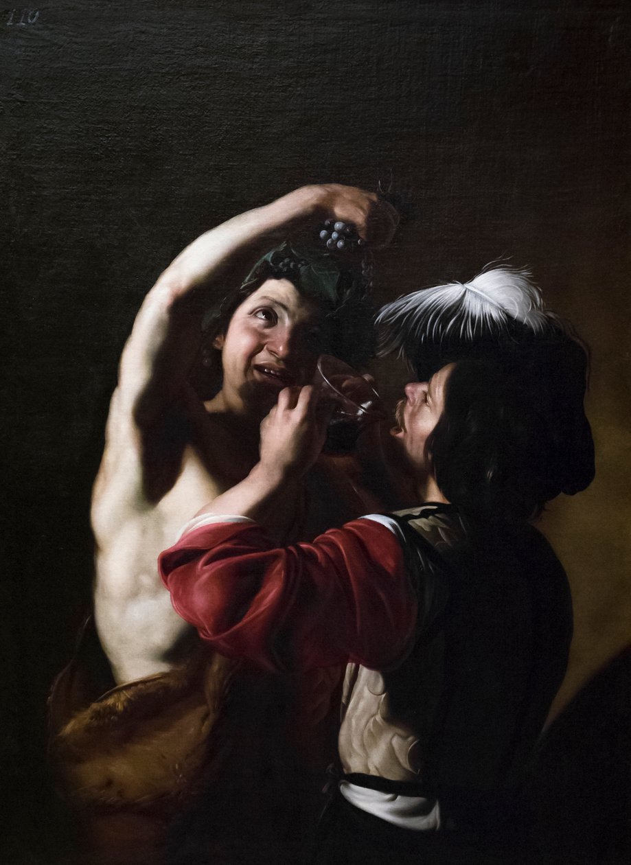 Bacchus og en drikker af Bartolomeo Manfredi