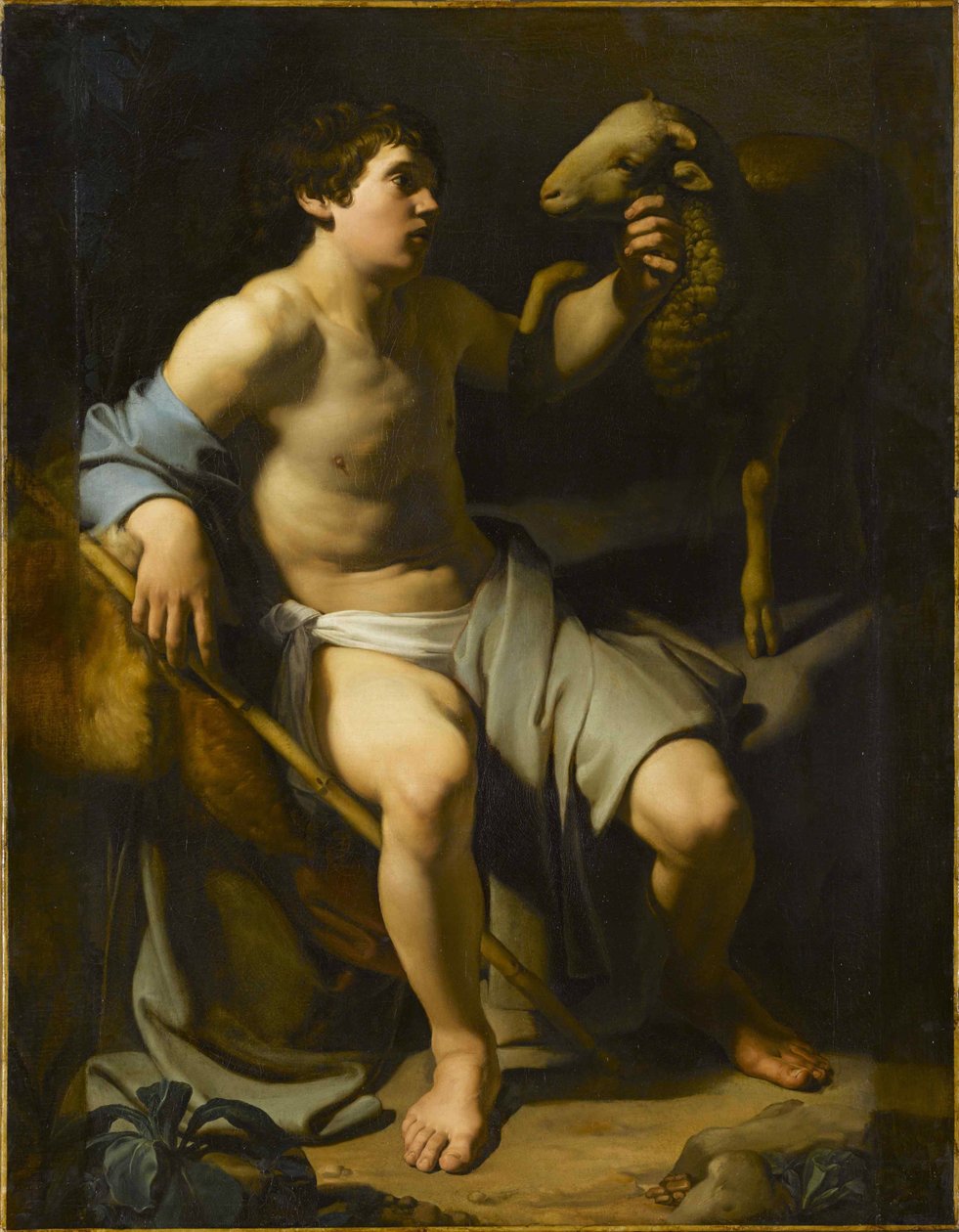 Sankt Johannes Døberen Holder Et Får. af Bartolomeo Manfredi