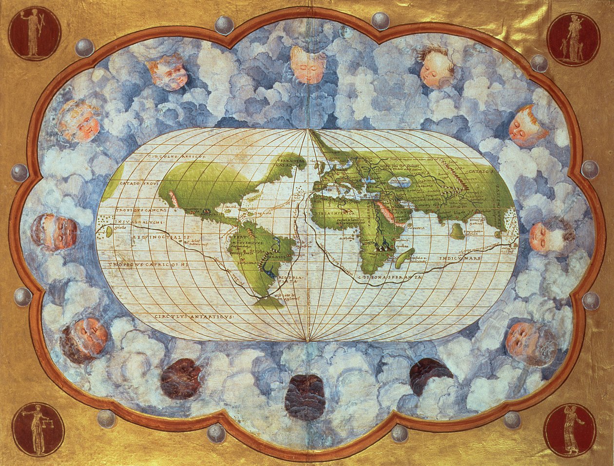 Kort over Magellans jordomrejse, engang ejet af Karl V, 1545 (se også 63417) af Battista Agnese