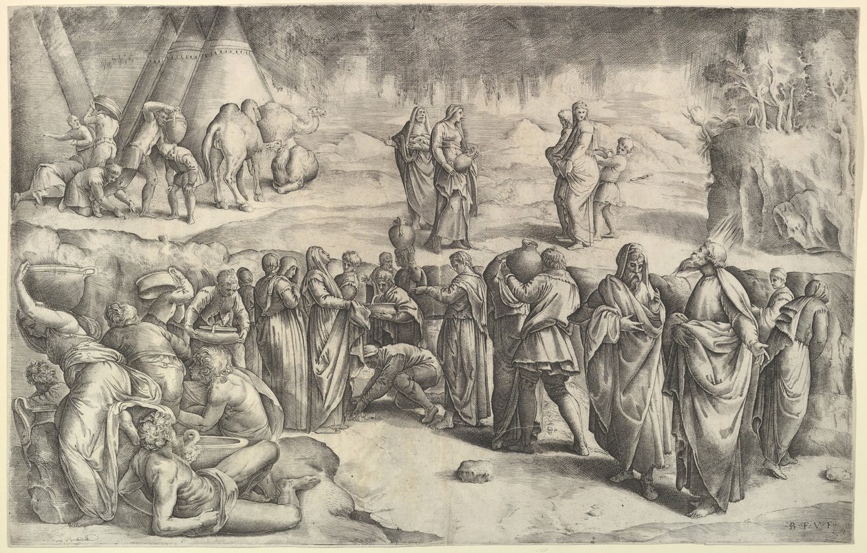 Israelitterne samler Manna, ca. 1547. af Battista Franco Veneziano
