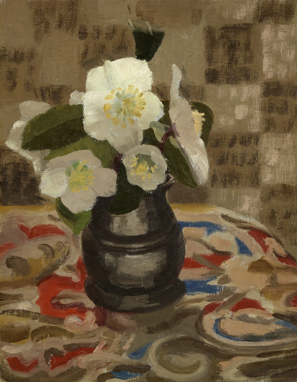 Juleroser (olie på lærredstavle) af Beatrice H. Budgett