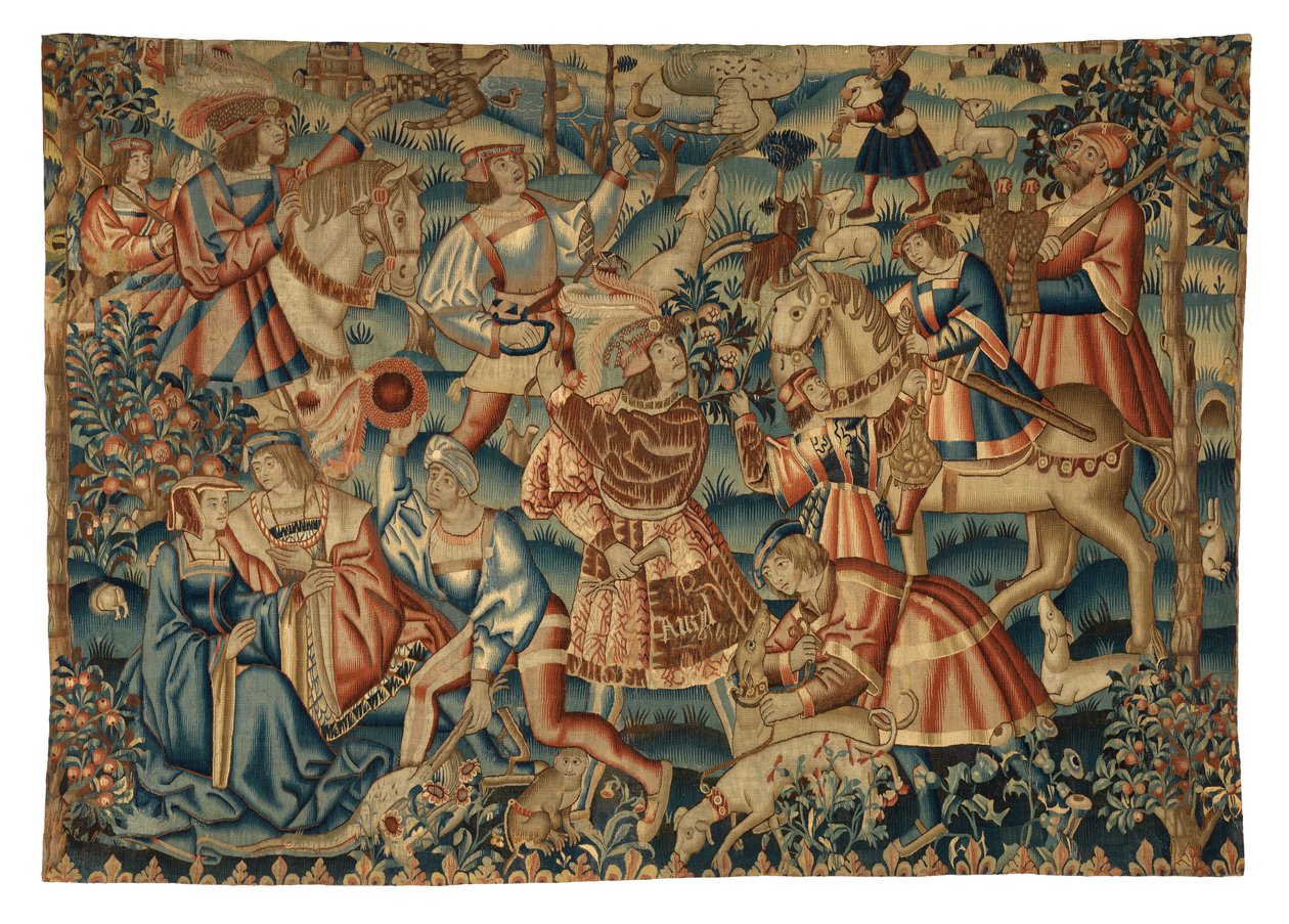 Tapestry, April måned, fra Tournai af Belgian School