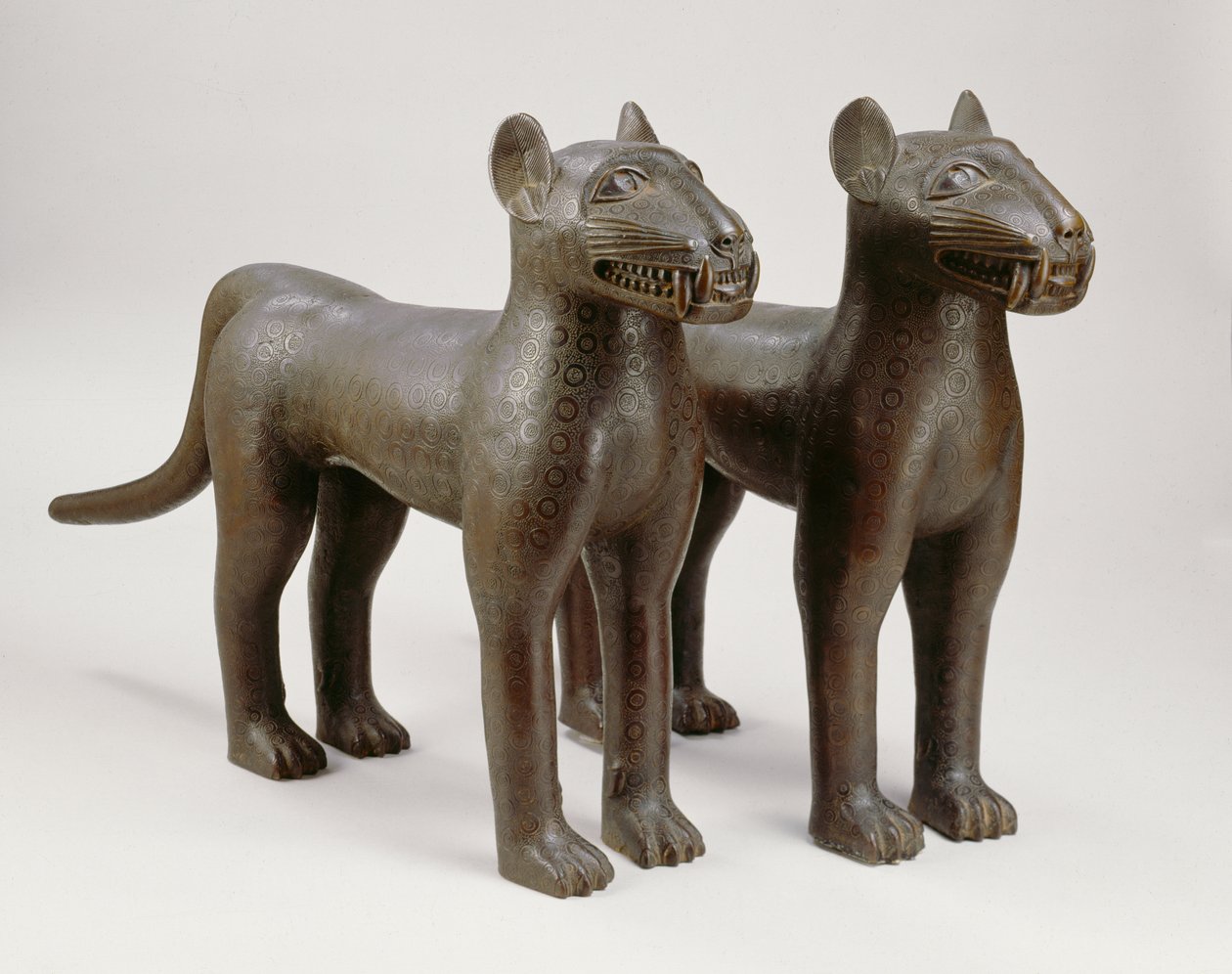 Par leoparder (bronze) af Benin