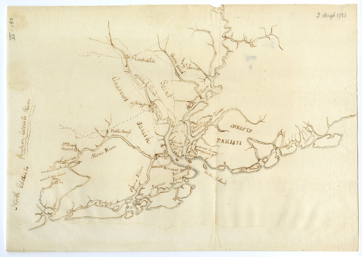 Kort over Charleston, South Carolina, 3. august 1781 af Benjamin Lincoln