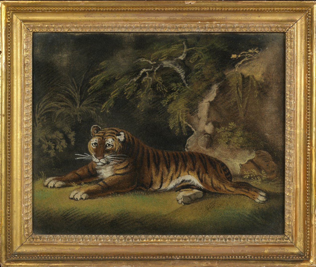 Tiger i et junglelandskab (sandbillede om bord) af Benjamin Zobel