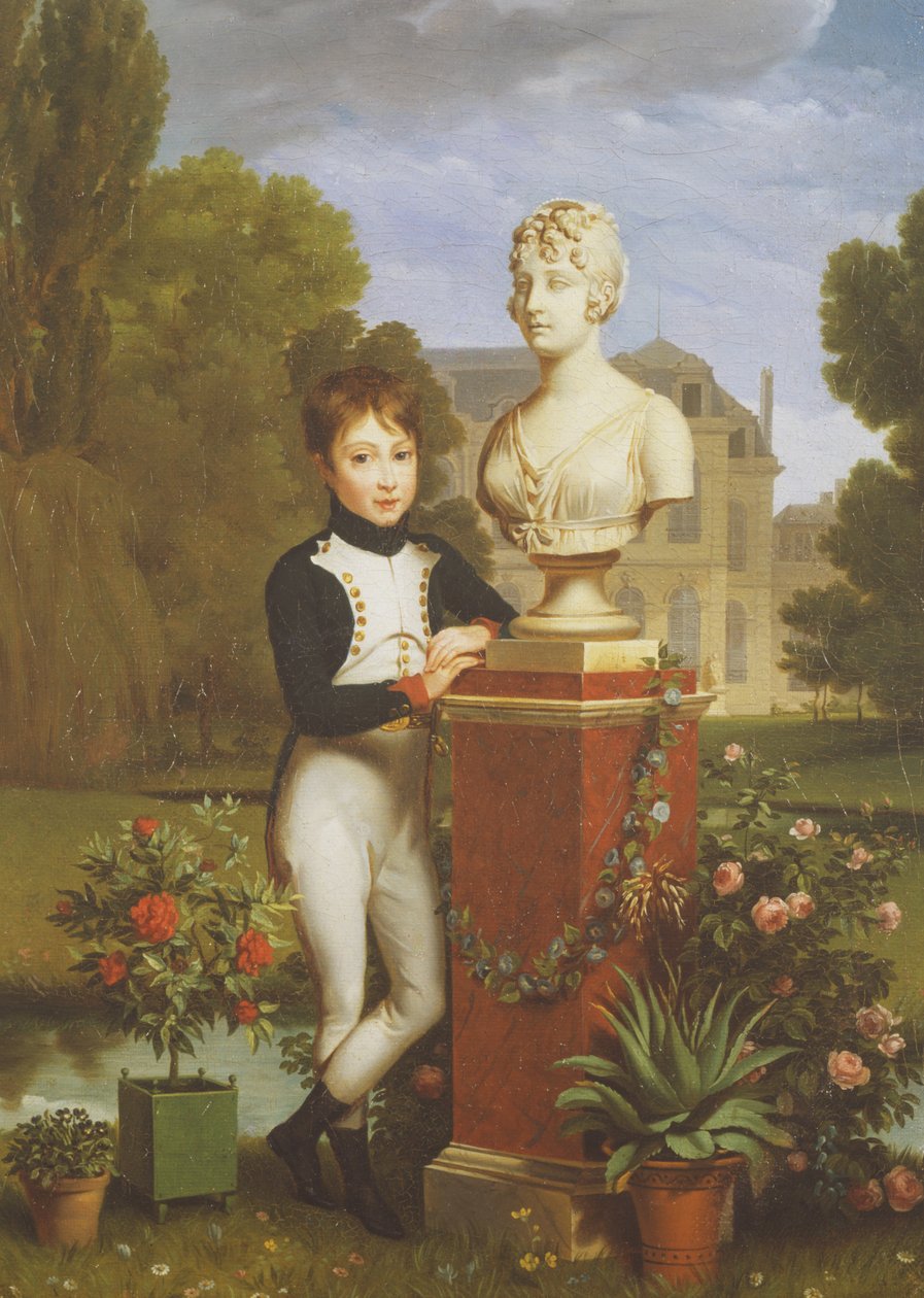 Napoleon Achille Murat lænet sig op ad en buste af sin mor af Benjamin de Rolland