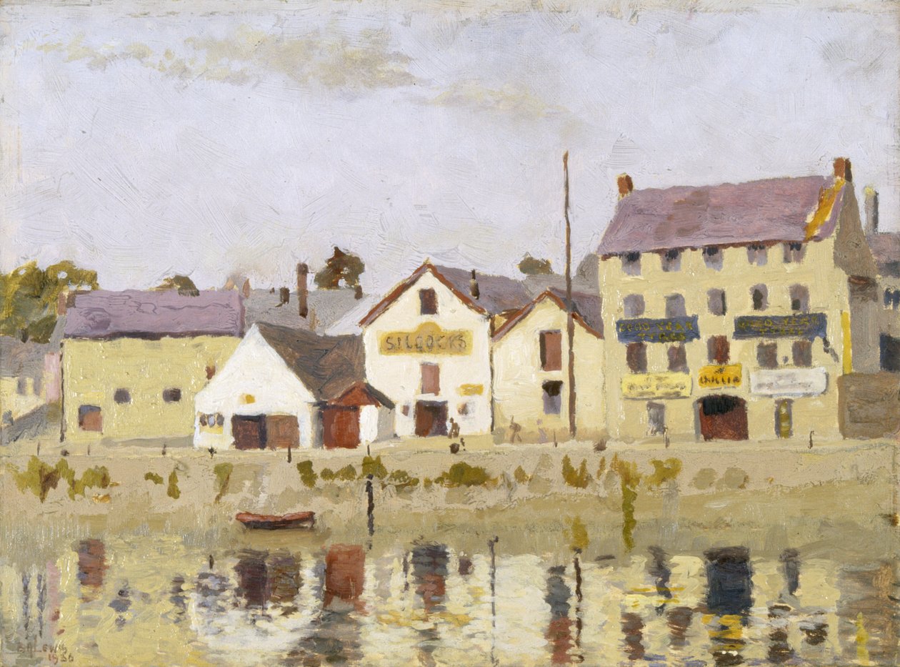 Carmarthen Quay (olie på plade) af Benjamin Archibald Lewis