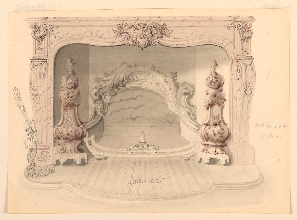 Tegning, rist af støbejern, ca. 1840 af Benjamin Dean Wyatt