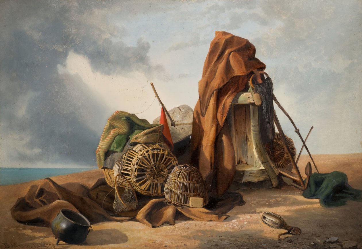 Strandscene stilleben, 1858. af Benjamin Johnson